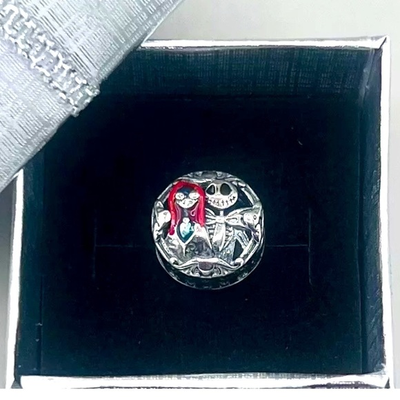 “The Nightmare Before Christmas” Charm Fits Pandora Silver S925 Jack & Sally New - Picture 1 of 10